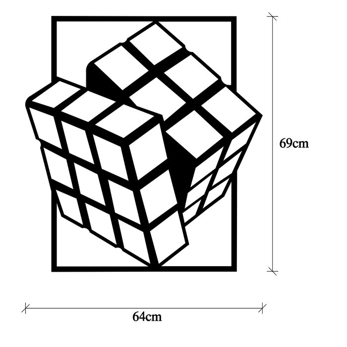 Wallity Rubik's Cube Escultura de pared negra